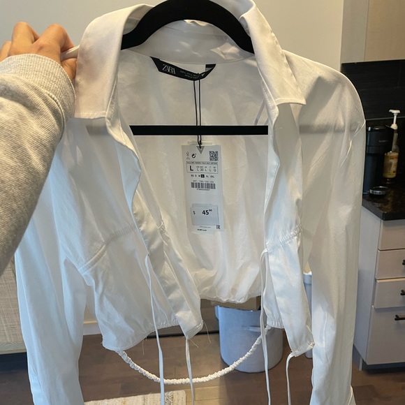 Zara white -crop Poplin shirt - Picture 5 of 5